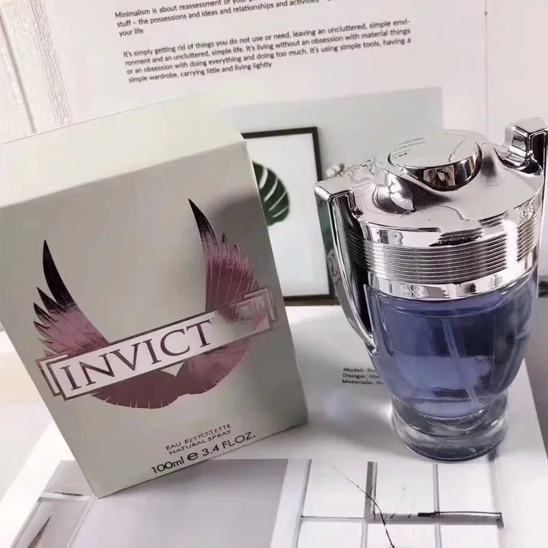 100ML 3.4FL.OZ INVINCIBLE AQUA Men's Perfume EDP, Woody Aquatic Notes, Fresh Ocean Fragrance Spray Gift for Men
